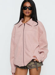 Goldsmith Faux Suede Bomber Jacket Pink