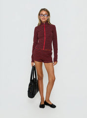 Apex Funnel Neck Knit Jacket Red Stripe