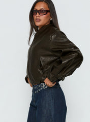 Mastery PU Bomber Jacket Washed Brown