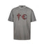 Thug Club Grey Washed Red Leather Star Moon Logo Oversized T-Shirt, Unisex