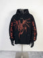 Thug Club Black Red Dragon Graphic Raw Edge Oversized Hoodie, Unisex