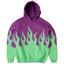 Killcrew Flame Graphic Purple and Light Green Hoodie