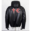 Thug Club Black Hooded Faux Leather Jacket Red Star Moon Logo, Unisex