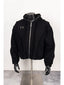 Thug Club Black Raw Seam Zip-Up Cropped Hoodie, Unisex