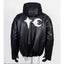 Thug Club Black Hooded Faux Leather Jacket White Star Moon Logo, Unisex
