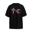Thug Club Red White Star Moon Logo Black Oversized T-Shirt, Unisex
