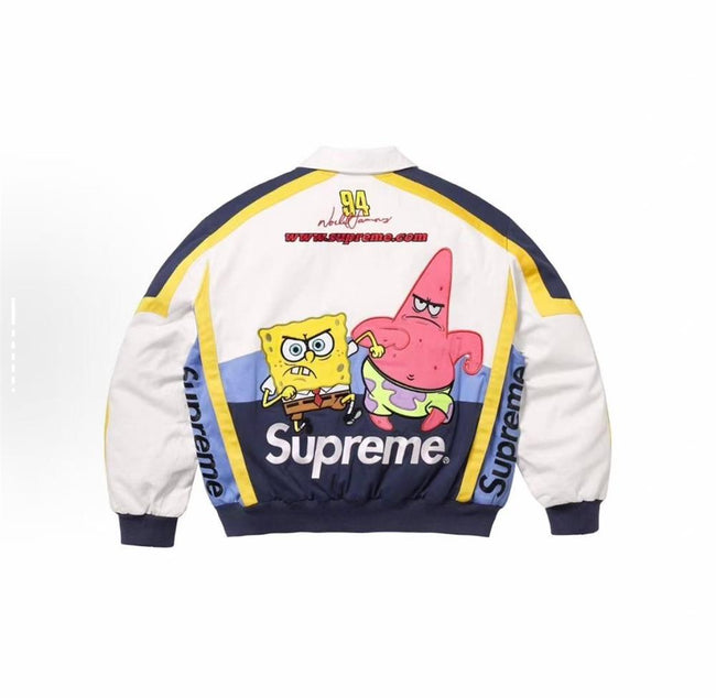 Supreme x SpongeBob SquarePants Graphic Navy & Yellow Bomber Jacket Main Image