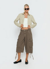 Arwyn Fitted Bomber Jacket Taupe