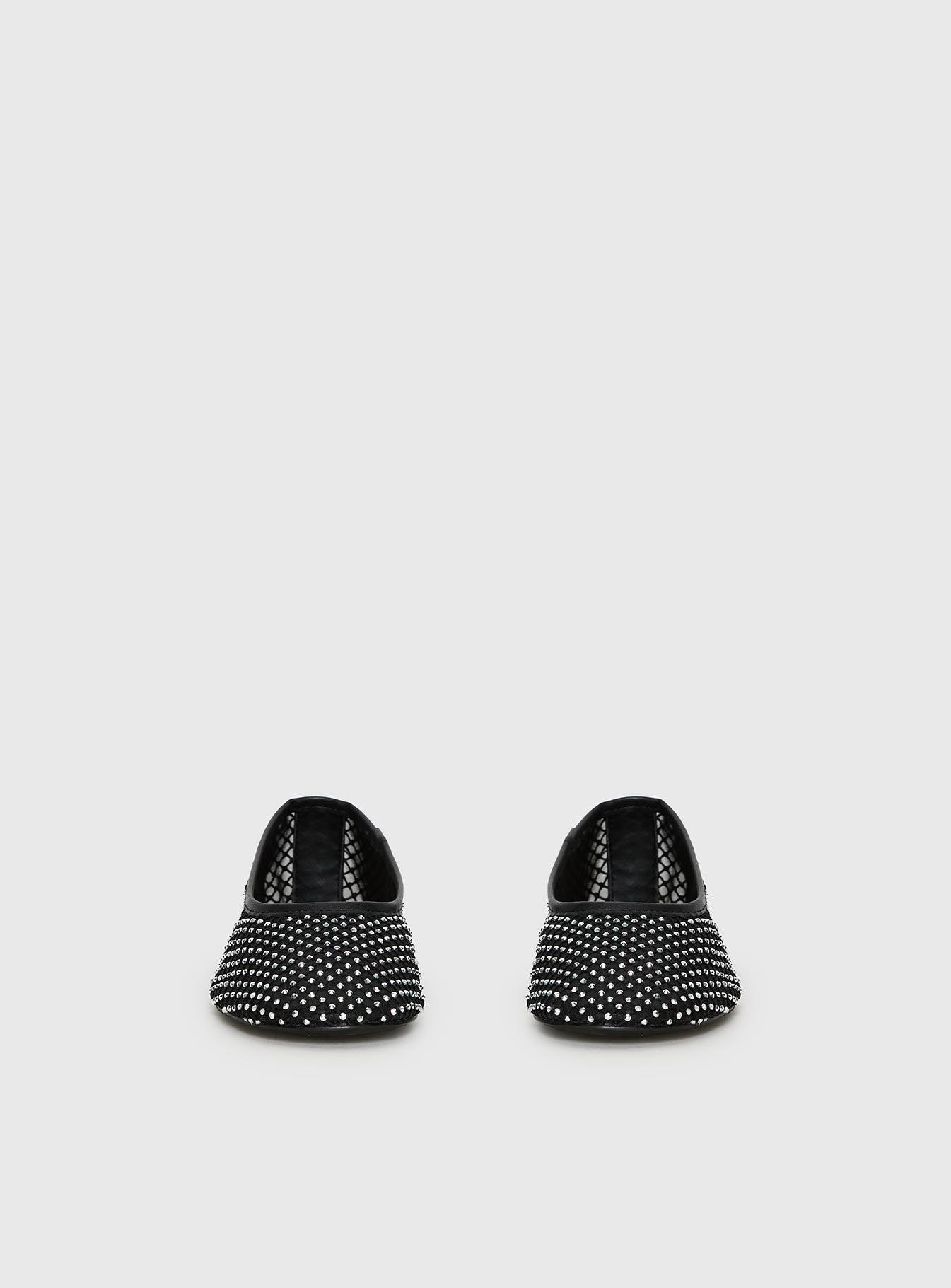 Cerelia Sheer Diamonte Ballet Flats Black