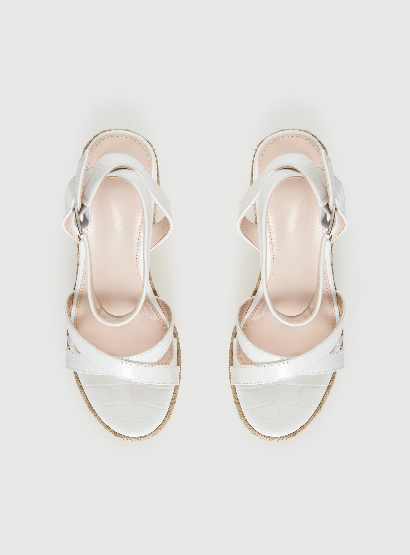 Jesper Espadrille Wedged Heels White Croc