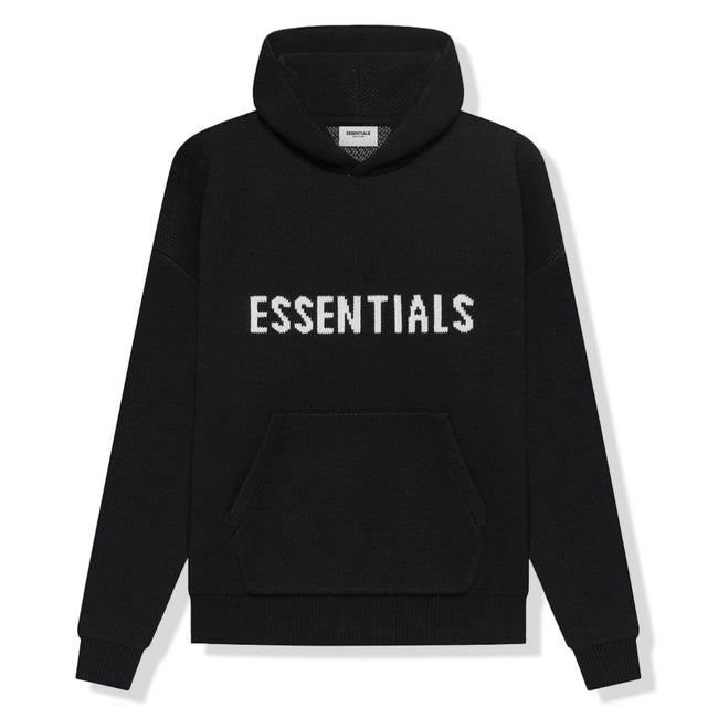 Fear Of God Essentials Black Knit Hoodie Hover Image
