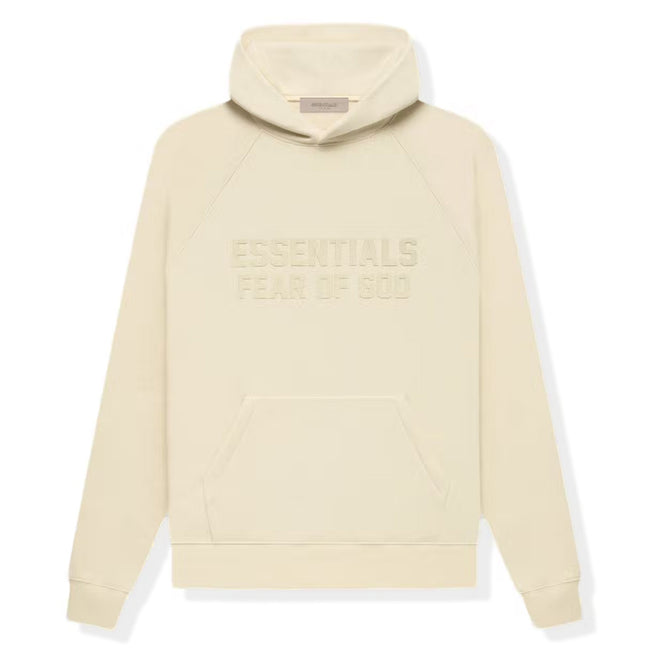 Fear Of God Essentials Logo Flocked Egg Shell Hoodie (FW22) Hover Image