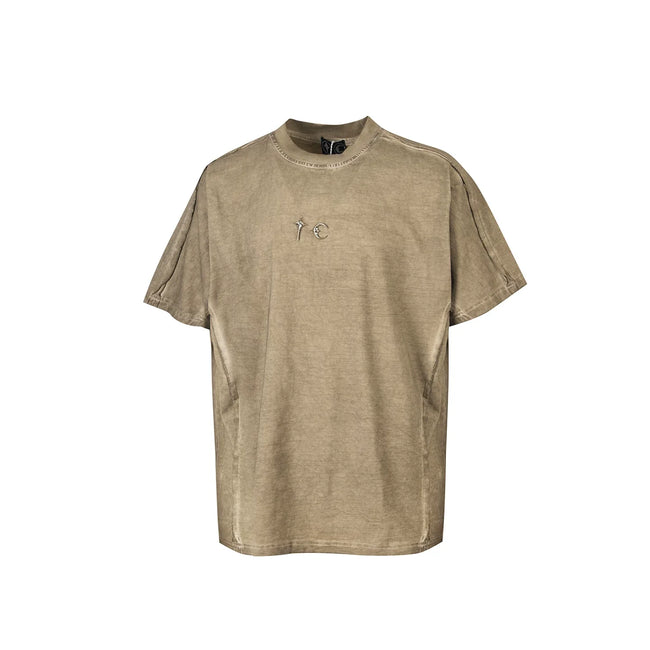 Thug Club Vintage Washed Taupe Metal Star Moon Logo Oversized T-Shirt, Unisex Hover Image