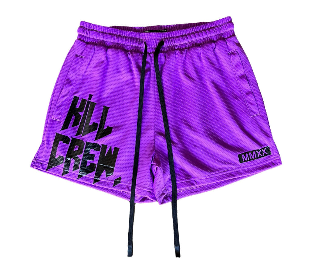 Killcrew Logo Graphic Purple and Black Mesh Shorts