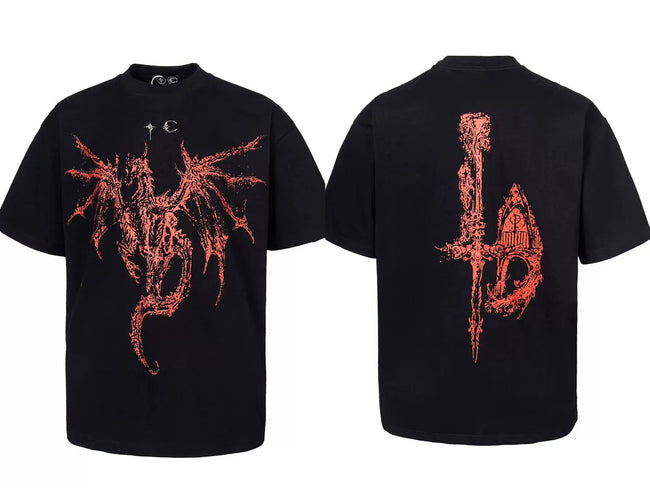 Thug Club Red Dragon & Sword Double Sided Oversized T-Shirt, Unisex Hover Image
