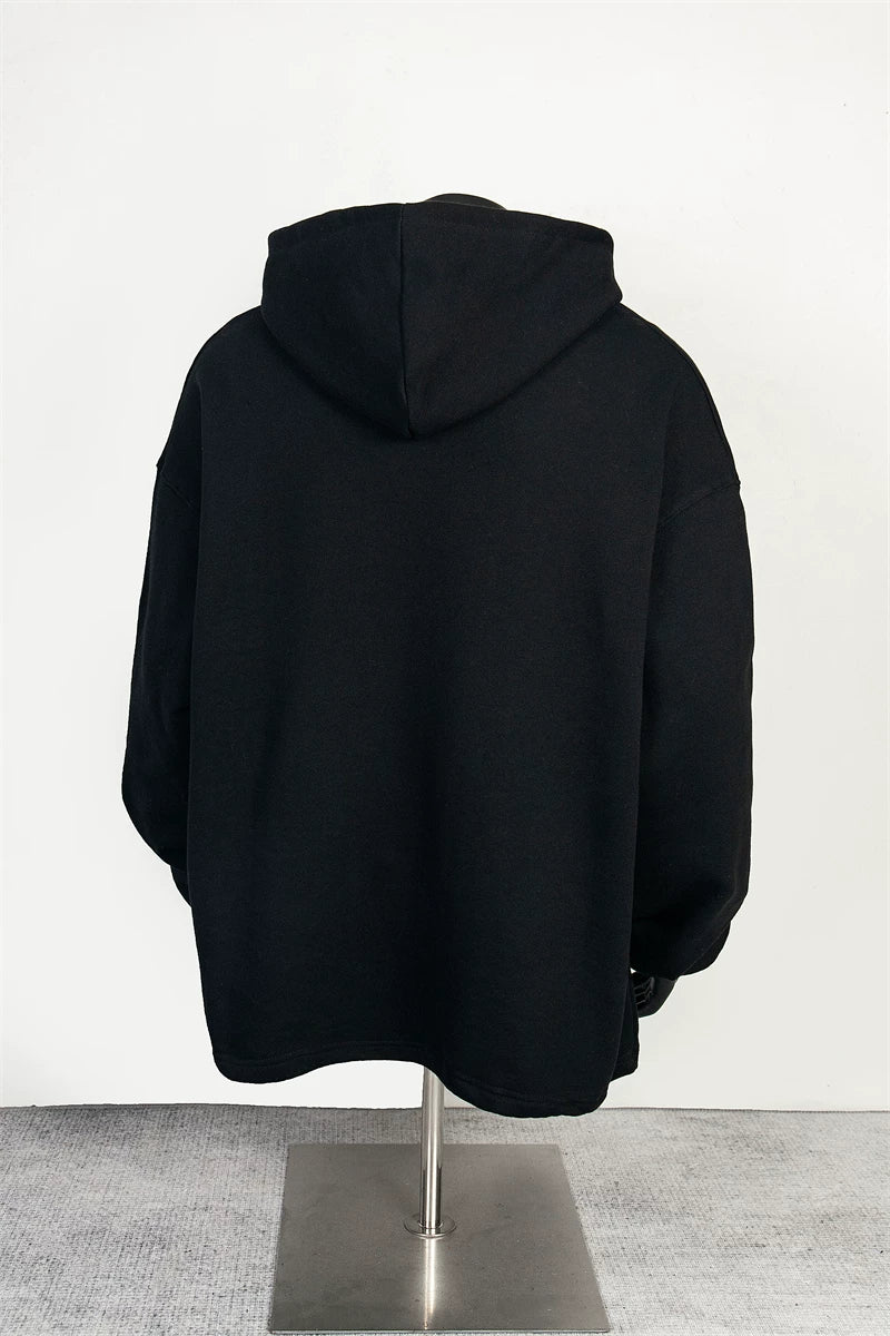 Thug Club Black Metal Star Moon Logo Oversized Hoodie, Unisex