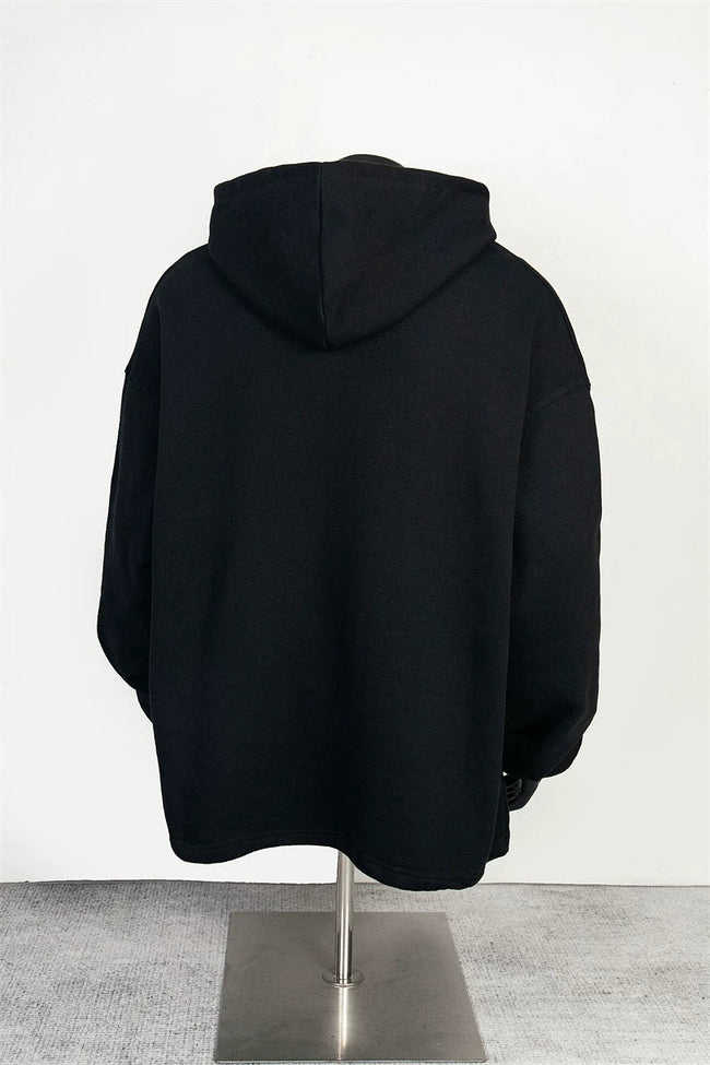 Thug Club Black Metal Star Moon Logo Oversized Hoodie, Unisex Main Image