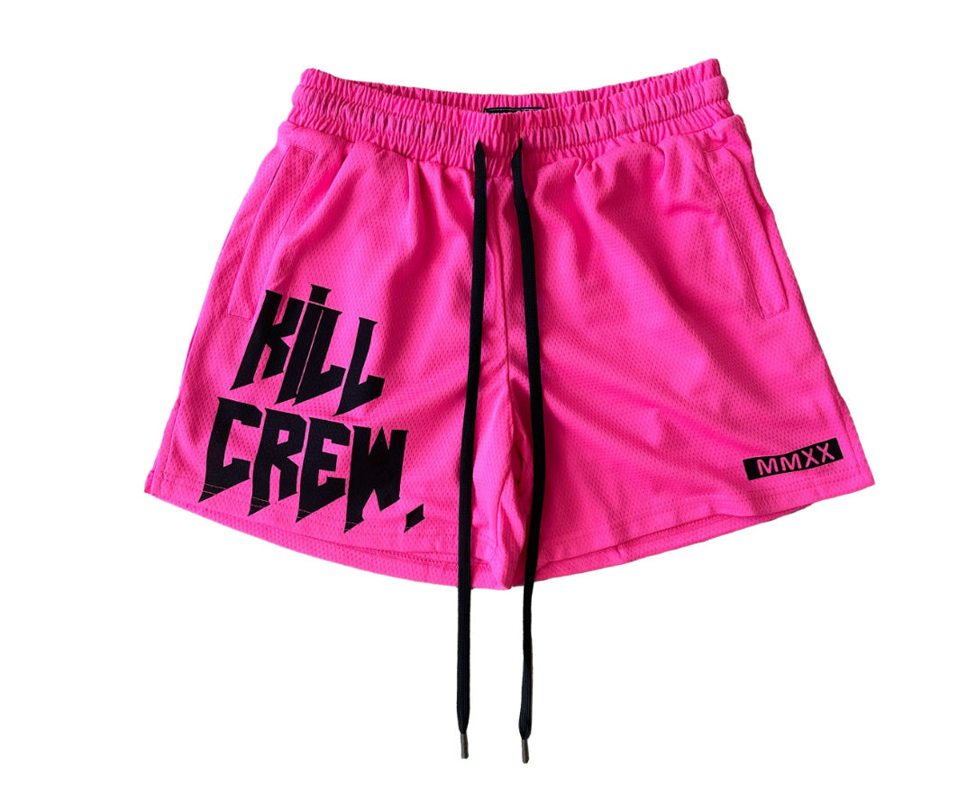 Killcrew Logo Graphic Pink and Black Mesh Shorts