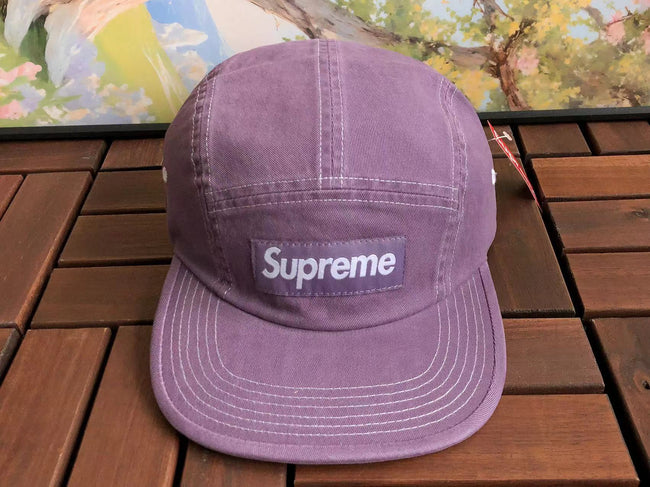 Supreme Purple Canvas Box Logo 5-Panel Camp Cap Hover Image