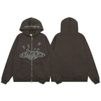 Broken Planet Cracked Planet Zip Up Hoodie - Dark Brown