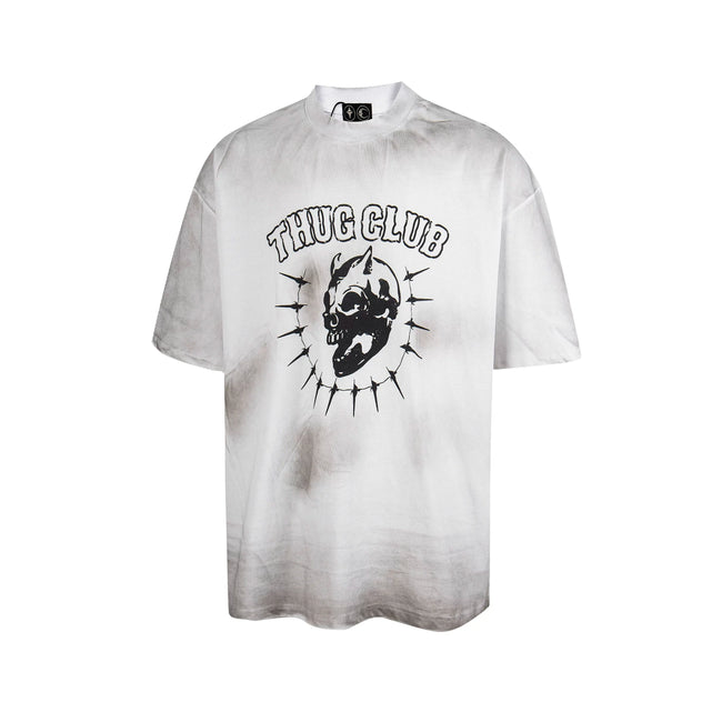 Thug Club Washed Horned Skull Logo Oversized T-Shirt, Unisex Hover Image