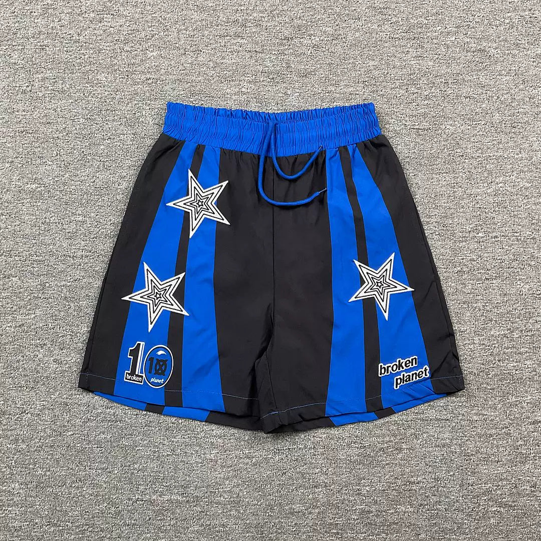 Broken Planet Star Graphic Vertical Stripe Basketball Shorts (4 Colors)