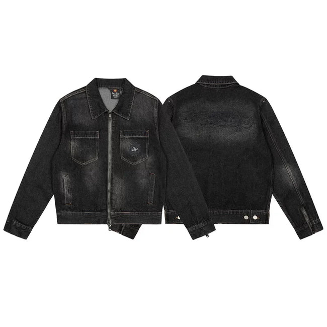 Broken Planet Flame BP Logo Washed Zip Denim Jacket Main Image