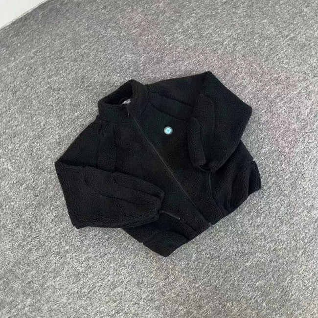 Broken Planet Sherpa Fleece Full Zip Stand Collar Jacket - Black Main Image