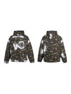 Thug Club Camo Spray Paint Star Moon Embroidery Oversized Hoodie, Unisex