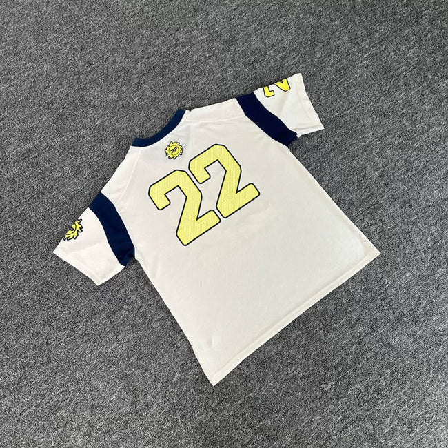 Broken Planet #22 Color Block Mesh Baseball Jersey - White Navy Hover Image