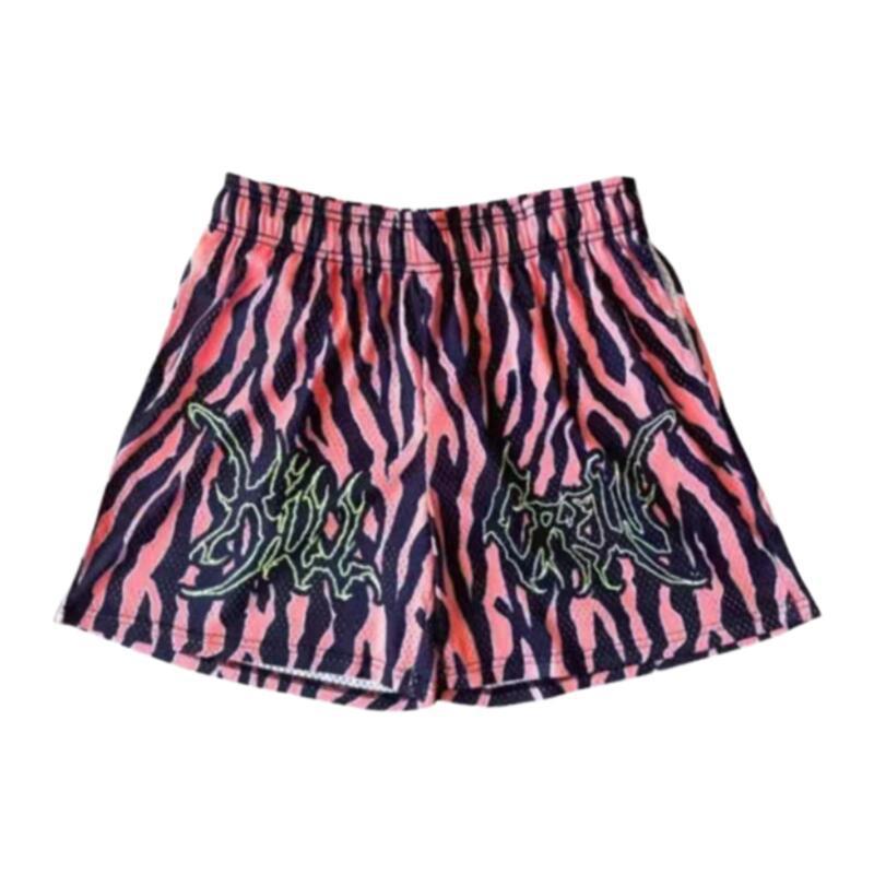 Killcrew Black and Pink Zebra Print Athletic Shorts