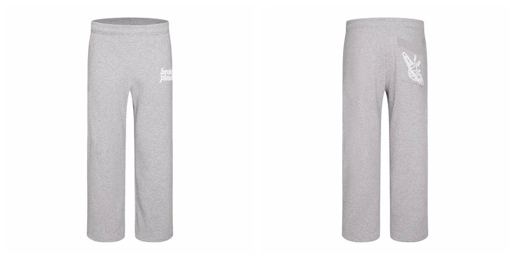 Broken Planet Logo Heather Grey Wide Leg Sweatpants