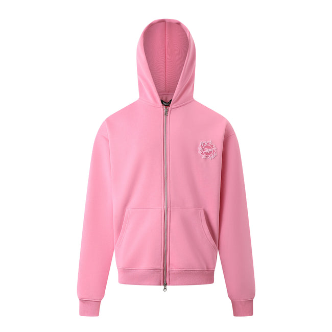Broken Planet Badge Logo Pink Zip Hoodie Hover Image