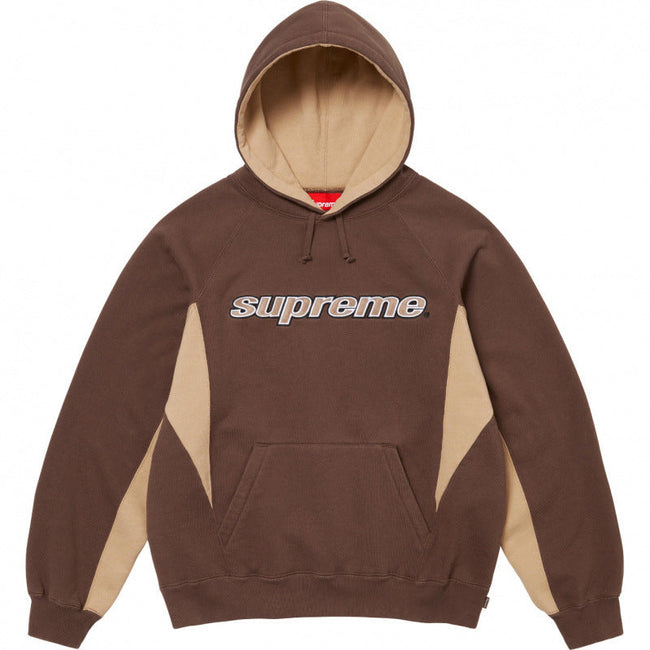 Supreme Curved Logo Hooded Sweatshirt - Brown / Tan Hover Image