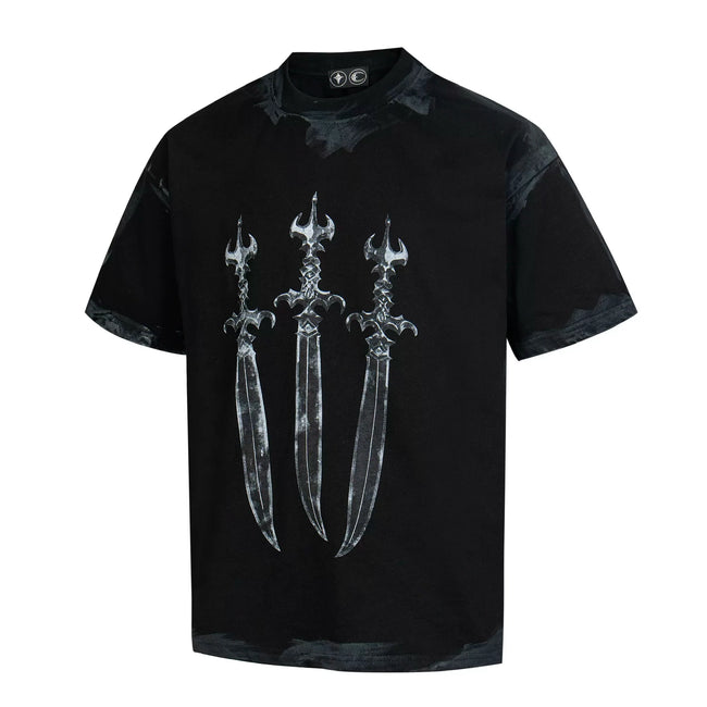 Thug Club Vintage Black Three Swords Graphic Oversized T-Shirt, Unisex Hover Image