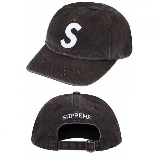 Supreme Washed Black S Logo 6-Panel Dad Hat Hover Image