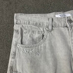 Broken Planet Washed Double Knee Wide Leg Jeans - Light Grey