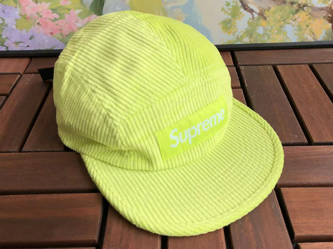 Supreme Neon Green Corduroy Tonal Box Logo 5-Panel Camp Cap Hover Image