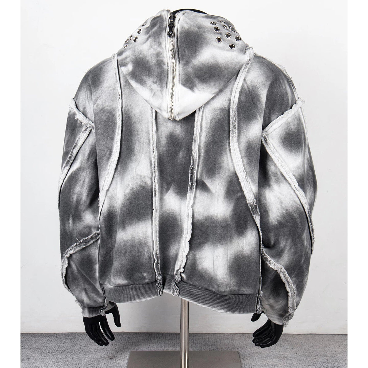 Thug Club Tie Dye Raw Seam Zip Cropped Hoodie, Unisex