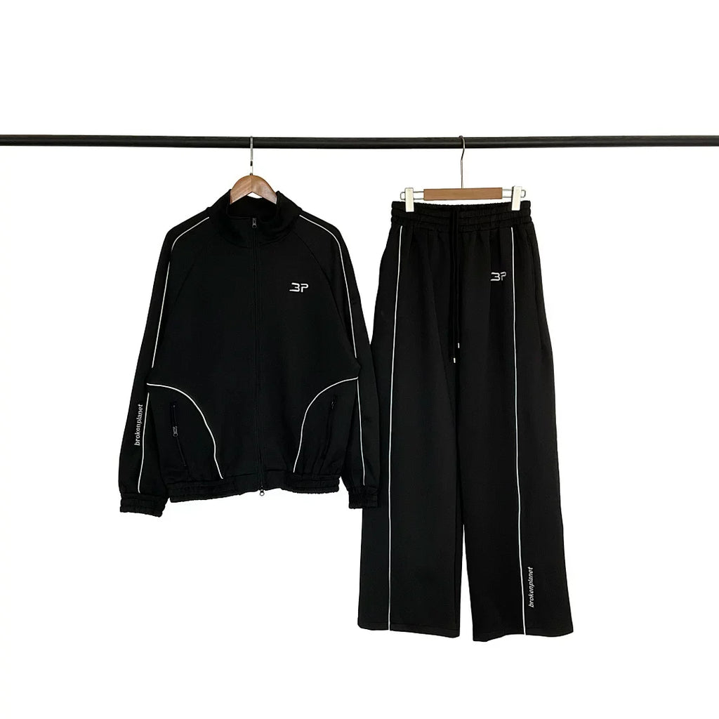 Broken Planet Piping Trim Track Jacket & Wide Leg Pants Set - 3 Colors Available