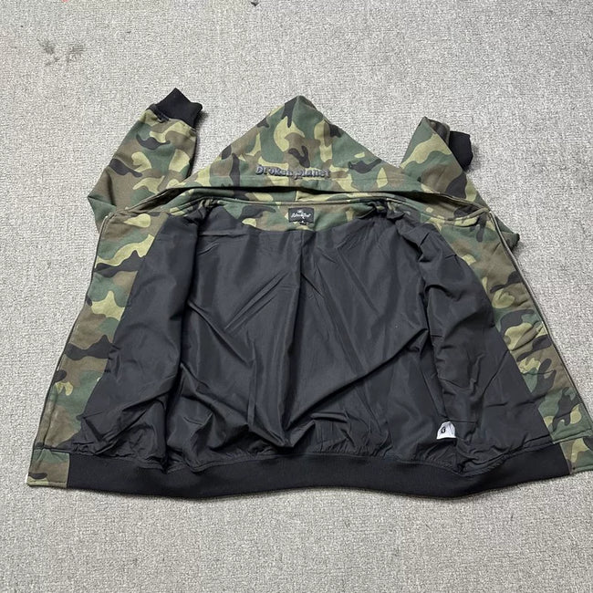 Broken Planet Camo Cracked Planet Cropped Zip Up Hoodie Main Image