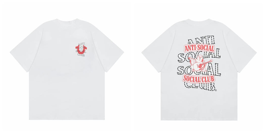 Anti Social Social Club White Tee – Layered Guitar Print
