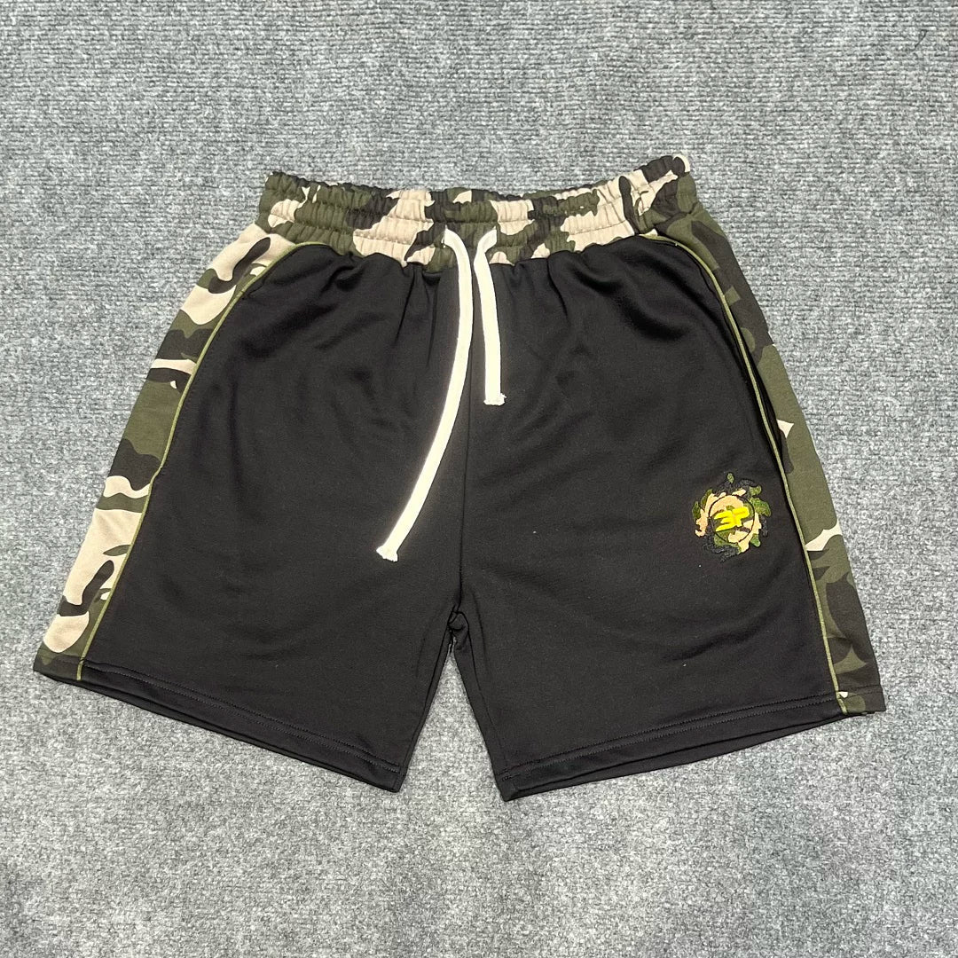 Broken Planet Camo Trim Embroidered Sweat Shorts‑3 Colors
