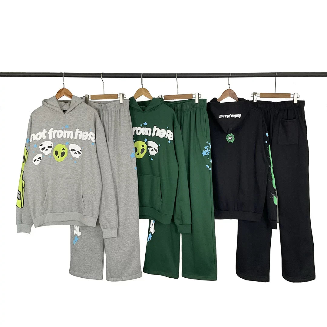Broken Planet Not From Here Alien Skull Tracksuit Set - 3 Colors Available