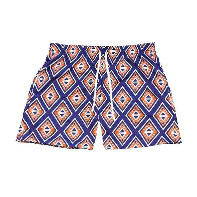 Purple, Orange, and White Diamond Geometric Athletic Shorts Hover Image