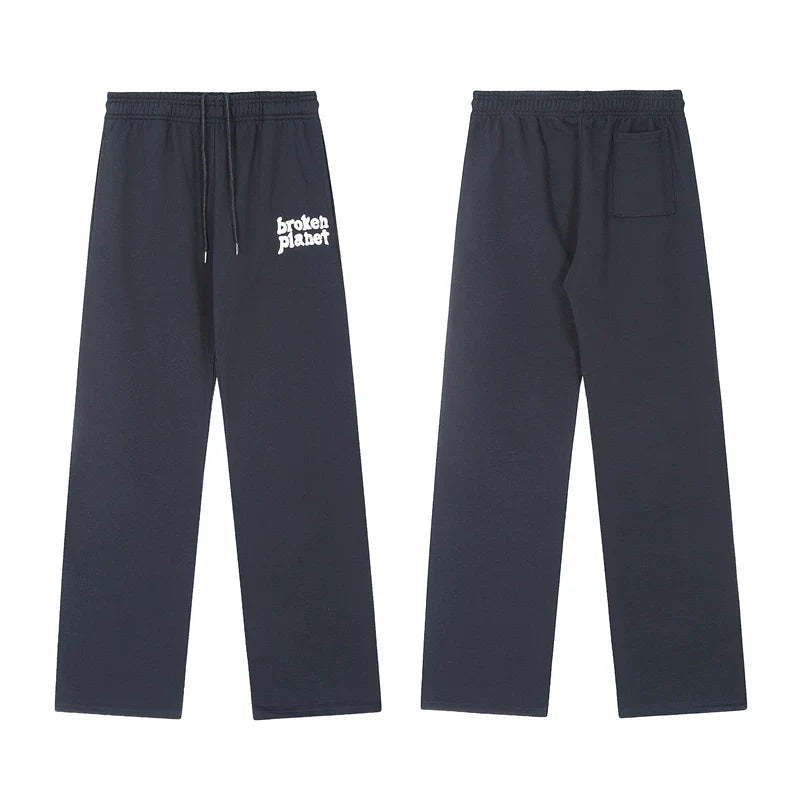 Broken Planet Logo Navy Blue Wide Leg Sweatpants