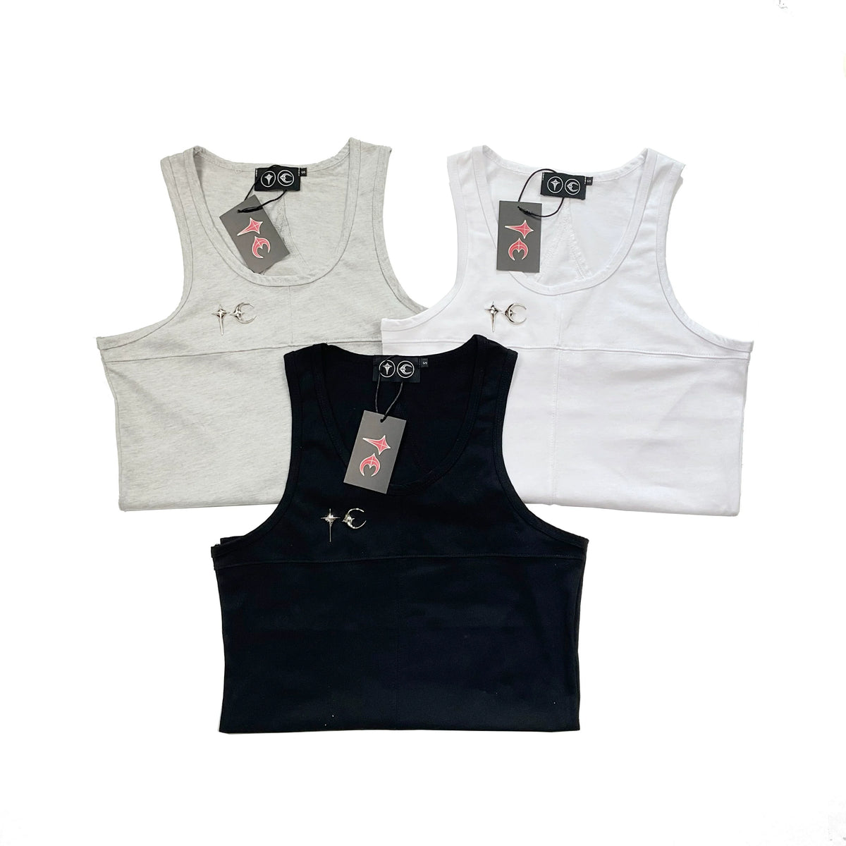 Thug Club Metal TC Logo U-neck Tank Top, Y2K Gothic Sleeveless Vest