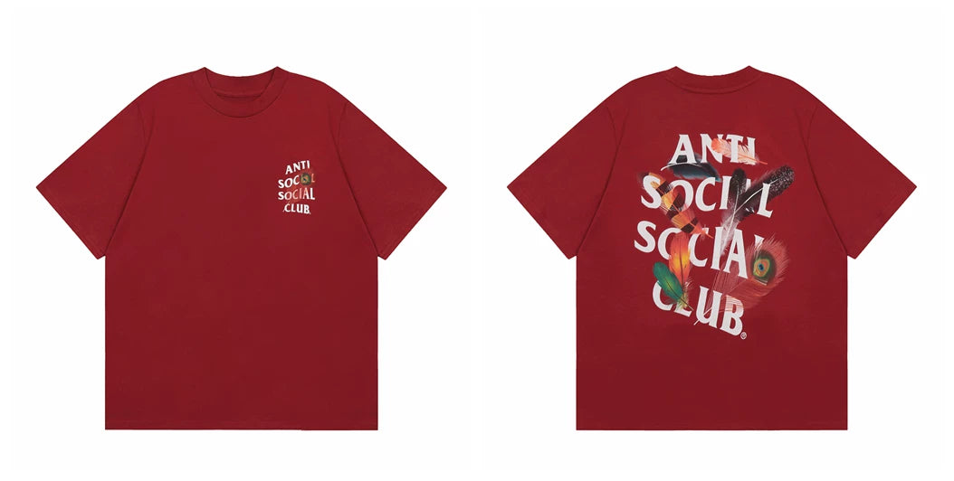 Anti Social Social Club Feather Graphic Oversized T‑Shirt | Burgundy Red