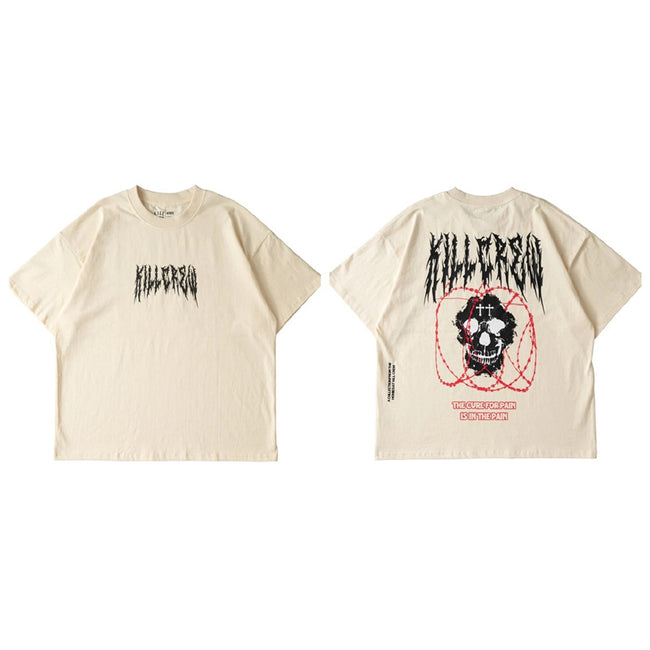 Graphic Oversized Beige T-Shirt Hover Image