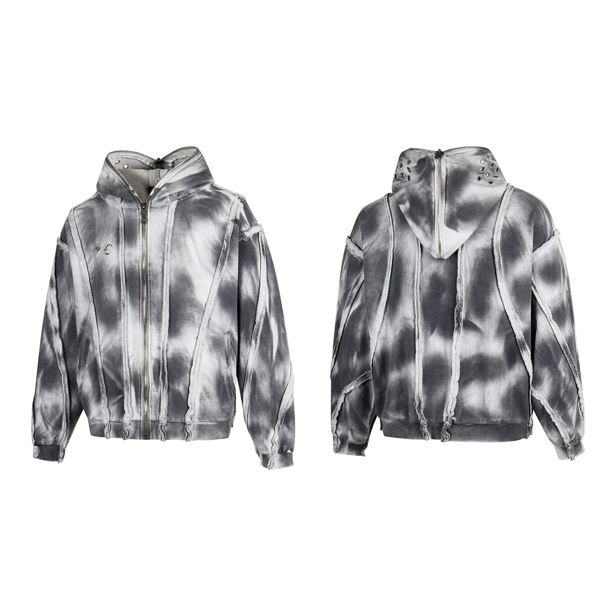 Thug Club Tie Dye Raw Seam Zip Cropped Hoodie, Unisex
